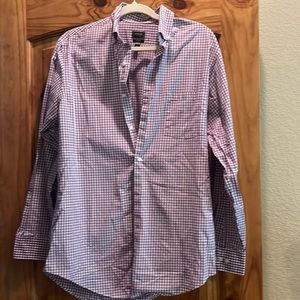 Men’s Arrow fitted purple gingham dress shirt